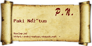 Paki Nétus névjegykártya
